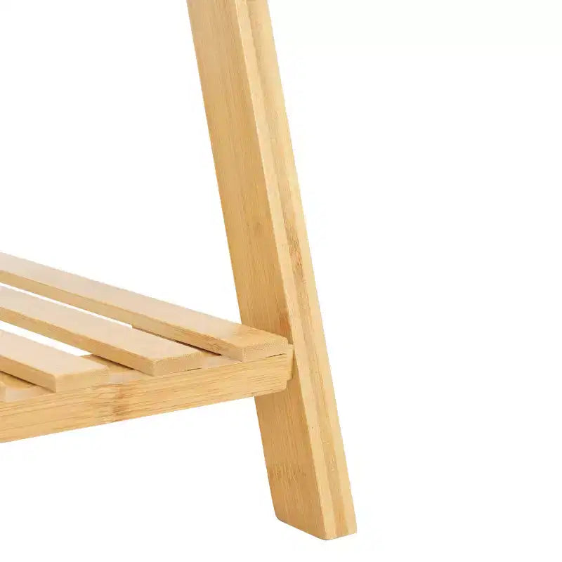 4-Tier Bamboo Ladder Bookshelf – Natural Finish, Open Back