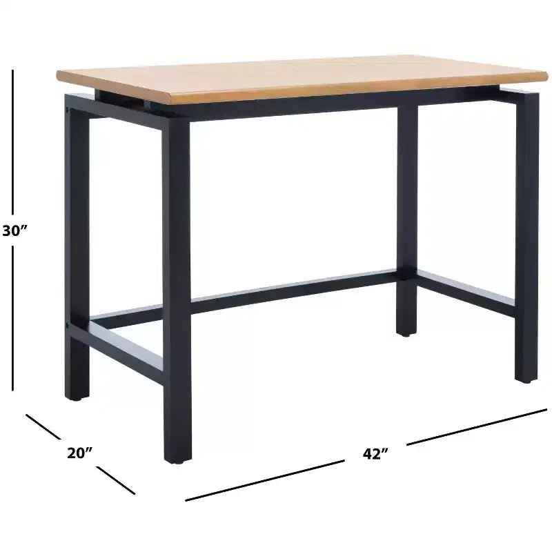 Industrial Writing Desk – Walnut Finish with Black Open Base