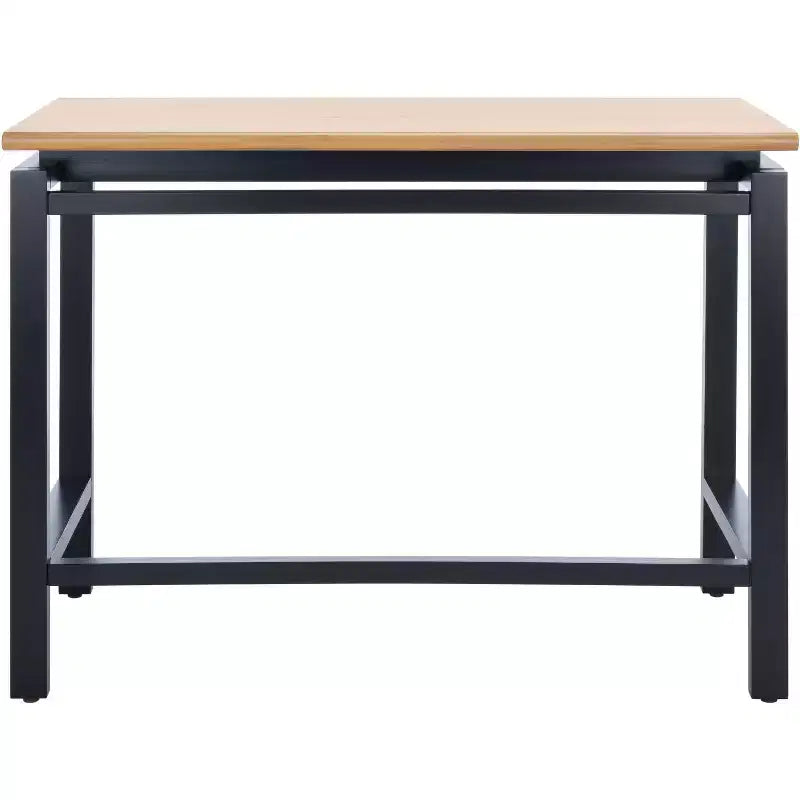 Industrial Writing Desk – Walnut Finish with Black Open Base