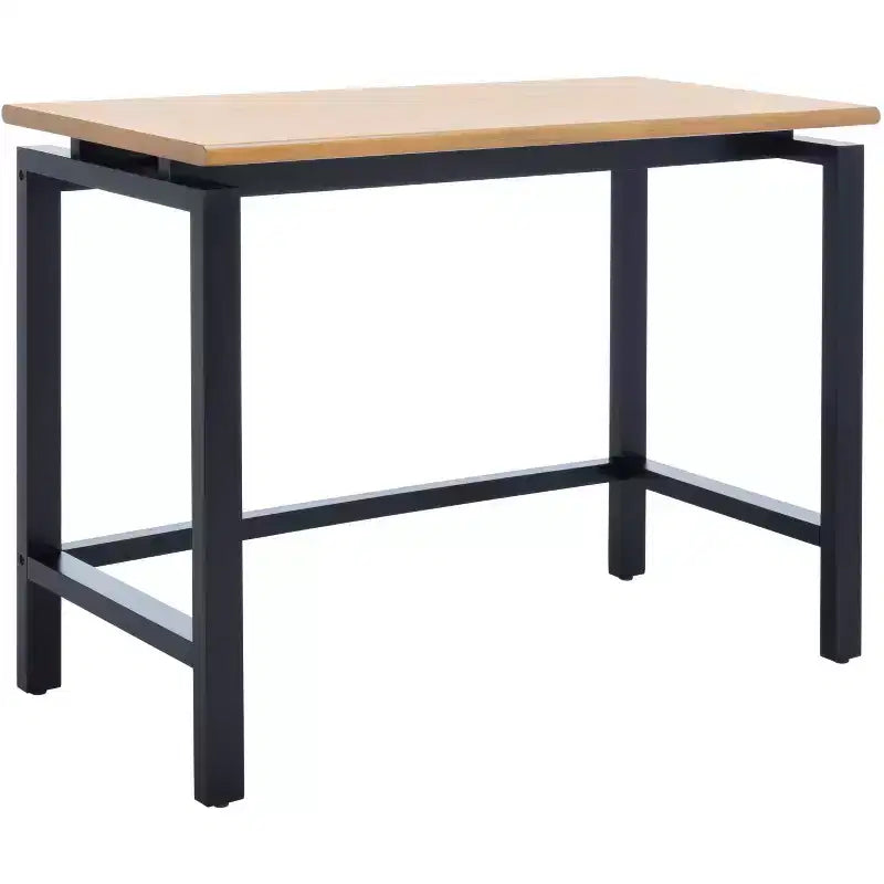 Industrial Writing Desk – Walnut Finish with Black Open Base