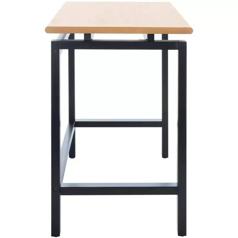 Industrial Writing Desk – Walnut Finish with Black Open Base
