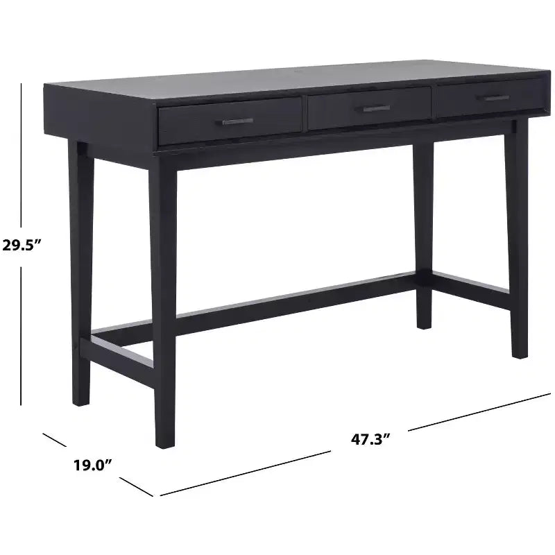 3-Drawer Wood Writing Desk – Brown Finish with Zinc Alloy Handles
