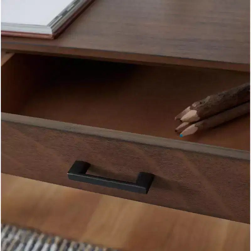 3-Drawer Wood Writing Desk – Brown Finish with Zinc Alloy Handles