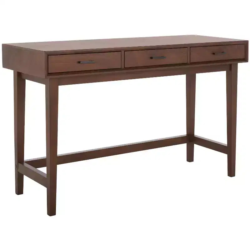 3-Drawer Wood Writing Desk – Brown Finish with Zinc Alloy Handles