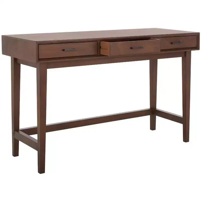 3-Drawer Wood Writing Desk – Brown Finish with Zinc Alloy Handles